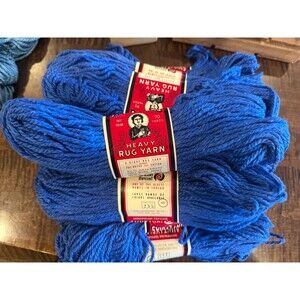Aunt Lydia's Heavy Rug Yarn Lot of 9 Skeins National Blue  Raton Cotton Blend